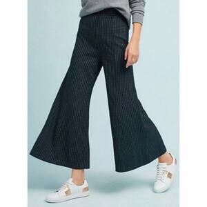 Anthropologie The Essential Wide Leg Pant Black Pin Stripe, Womens Sz 8, New NWT